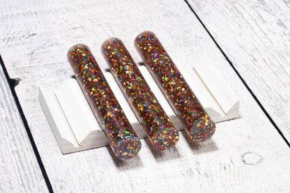 Bespoke resin pen blanks - Rainbow Tinsel