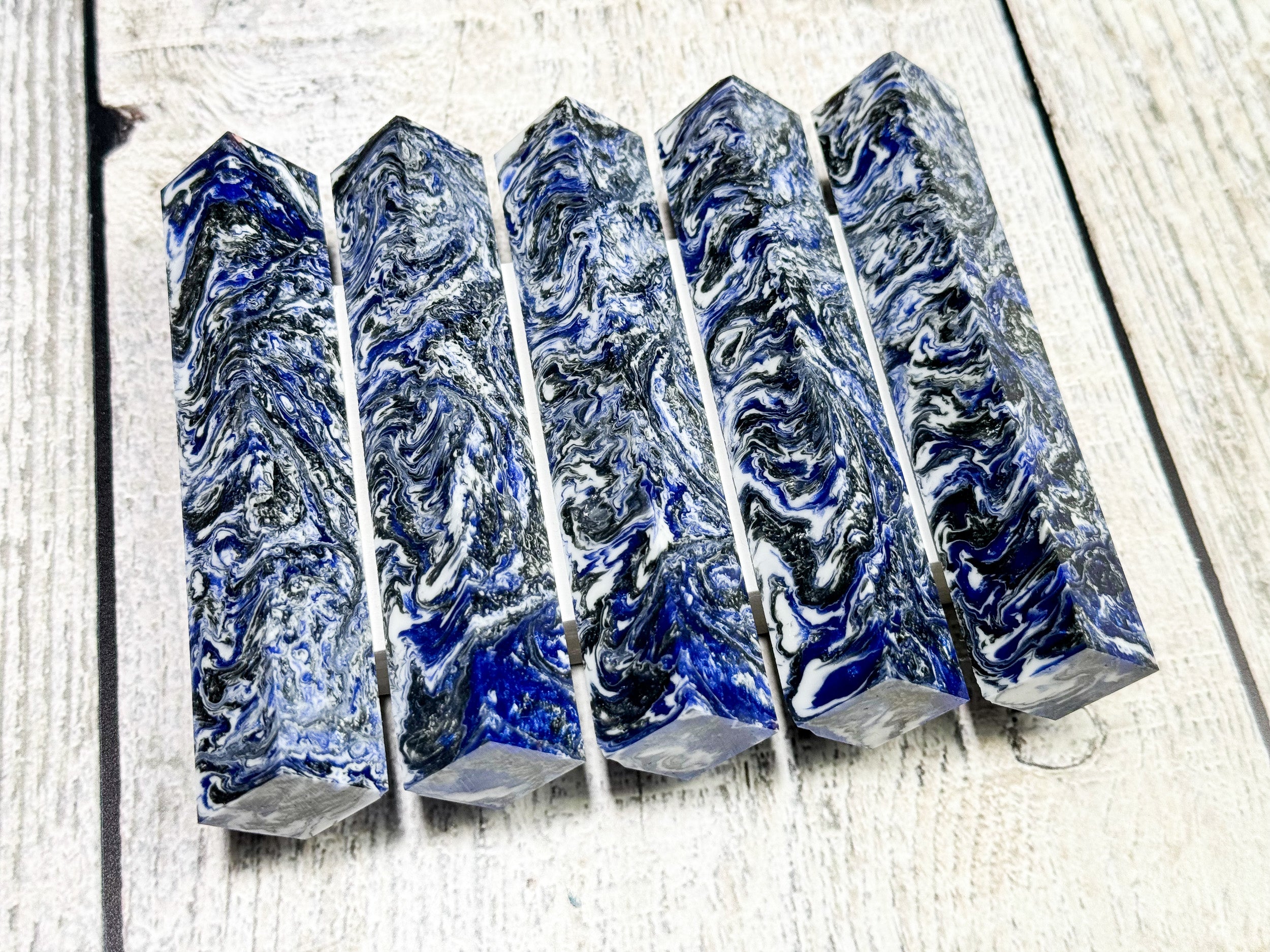 Resin pen blanks - Blue & Silver