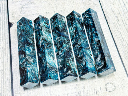 Resin pen blanks - Teal & Silver