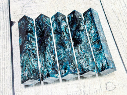 Resin pen blanks - Teal & Silver