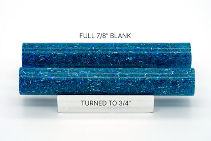 Resin pen blanks - Blue Tinsel Glitter